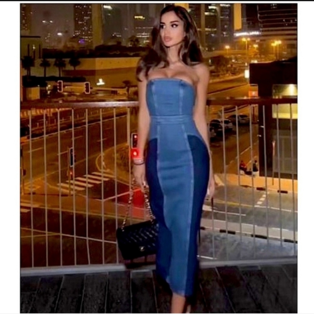 ZARA Viral Jean Strapless Tube Dress - XS